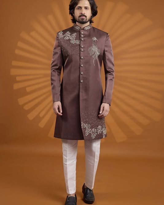 Chocolate Brown Designer Sherwani Royal Elegance for the Modern Groom